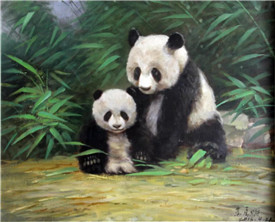 余长明《熊猫》80×65cm 油画