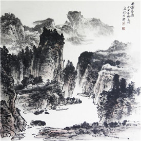 杨昌林《南胡春雨》68×68cm 国画