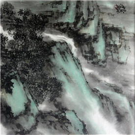 危染林《风景》45×45cm 国画