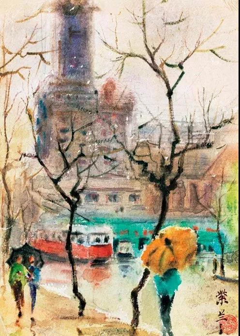 关紫兰 《上海街景》 1960年代作